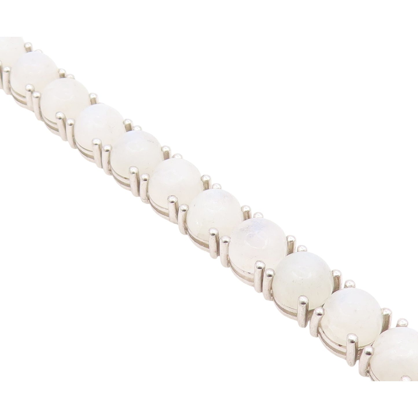 925 Sterling Silver  Vintage Cabochon Cut Quartz Chain Bracelet  BT8992