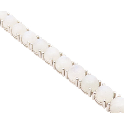 925 Sterling Silver  Vintage Cabochon Cut Quartz Chain Bracelet  BT8992