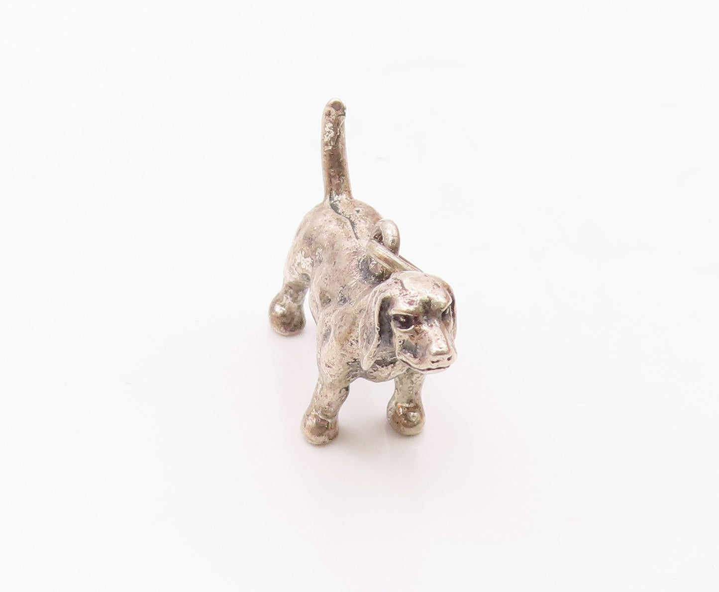 925 Sterling Silver  Vintage Shiny Petite Bloodhound Dog Pendant  PT18754