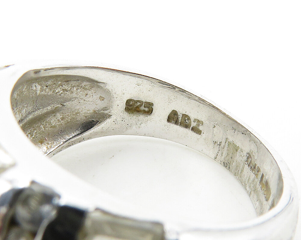 925 Sterling Silver  Vintage Multi Shape Topaz Dome Band Ring Sz 6  RG19277