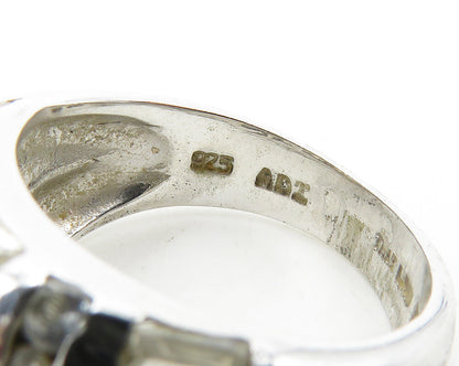925 Sterling Silver  Vintage Multi Shape Topaz Dome Band Ring Sz 6  RG19277