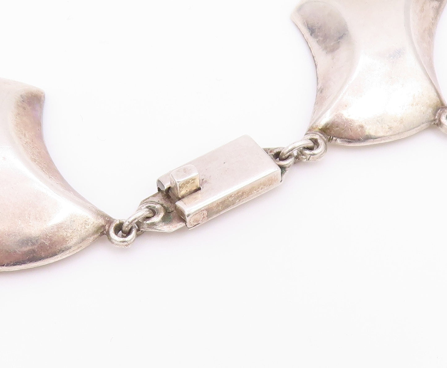 MEXICO 925 Silver  Vintage Heavy Curved Abstract Statement Necklace  NE4021