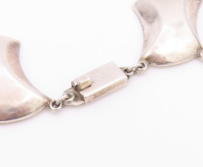 MEXICO 925 Silver  Vintage Heavy Curved Abstract Statement Necklace  NE4021