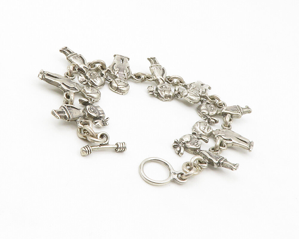 925 Sterling Silver  Vintage Boys & Girls Children Link Chain Bracelet  BT5211