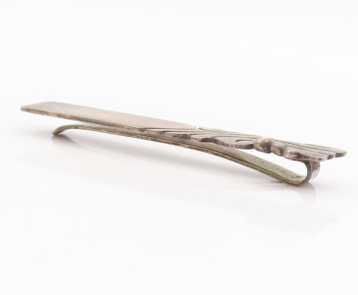 925 Sterling Silver Vintage Tie Clip MARICELA Dark Tone Swirly Carved  TR3852
