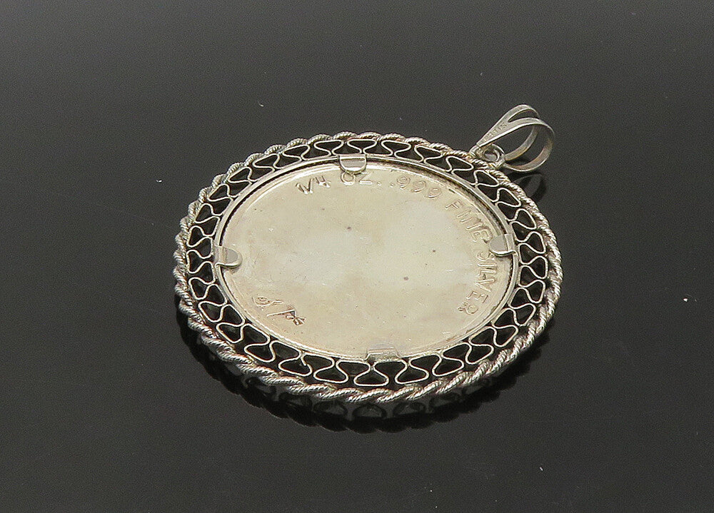 925 Sterling Silver  Vintage Enamel Woman Profile Round Pendant  PT18397