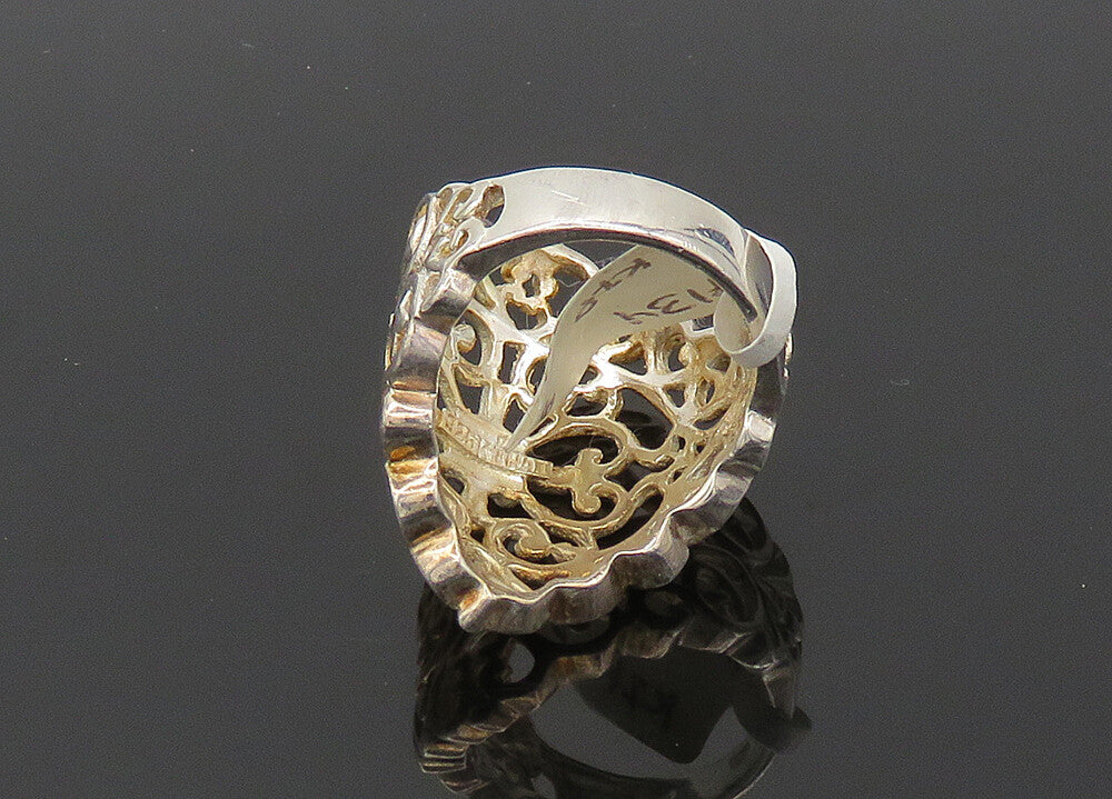 925 Sterling Silver  Vintage Shiny Open Heart Swirl Band Ring Sz 6  RG20494