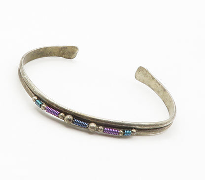 SOUTHWESTERN 925 Sterling Silver Vintage Wire Twist Cuff Bracelet BT6033