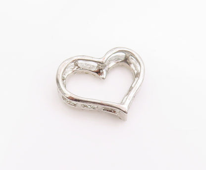 925 Sterling Silver Vintage Pendant Sparkling CZ Love Heart Outline  PT24959
