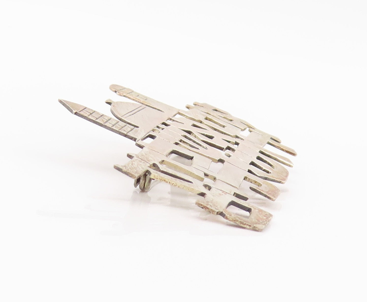 925 Sterling Silver Vintage Brooch If I Forget Jerusalem Hebrew Cutout  BP11693
