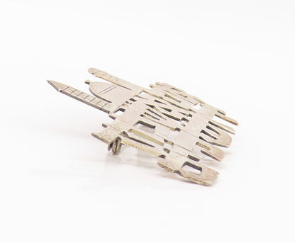 925 Sterling Silver Vintage Brooch If I Forget Jerusalem Hebrew Cutout  BP11693