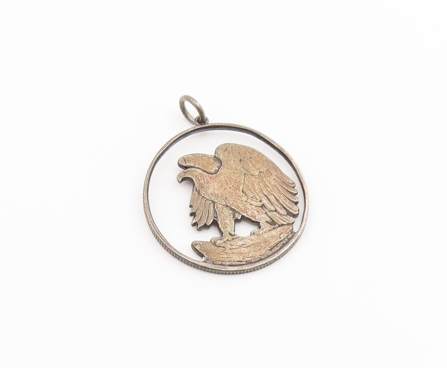 925 Sterling Silver Vintage Pendant American Eagle Coin Cutout Charm  PT26570
