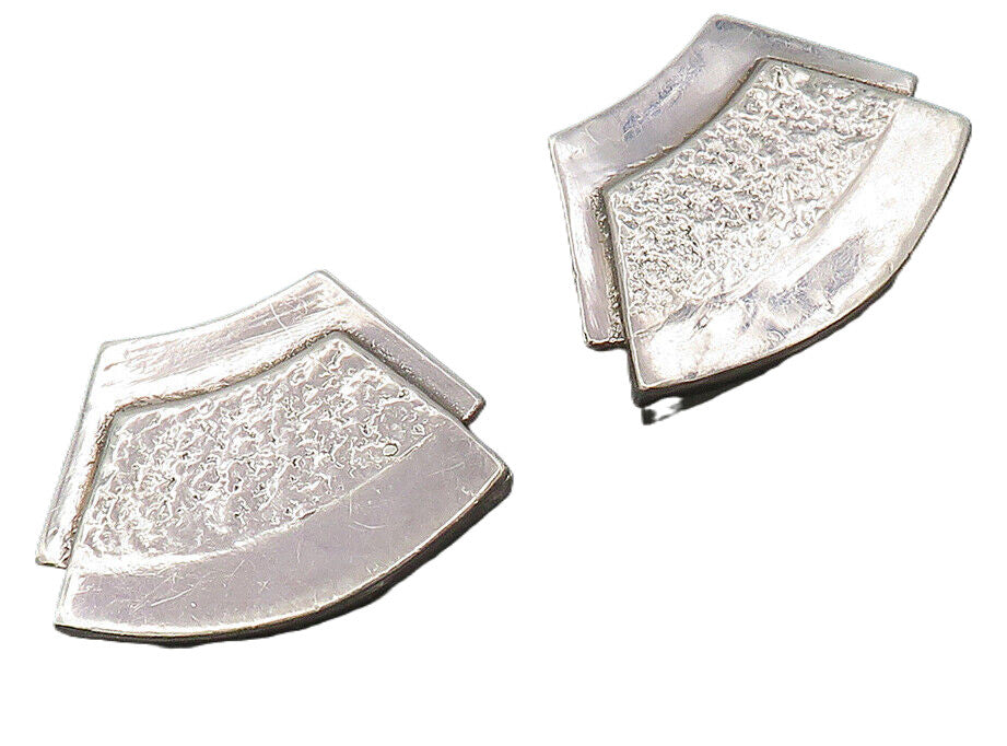 DESIGNER 925 Silver  Vintage Shiny Modernist Non Pierce Drop Earrings  EG9010