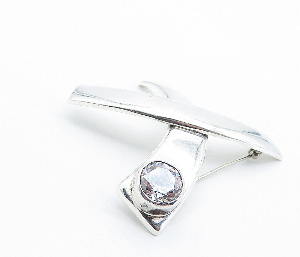 LOS BALLESTEROS MEXICO 925 Silver  Vintage Cubic Zirconia Brooch Pin  BP2815