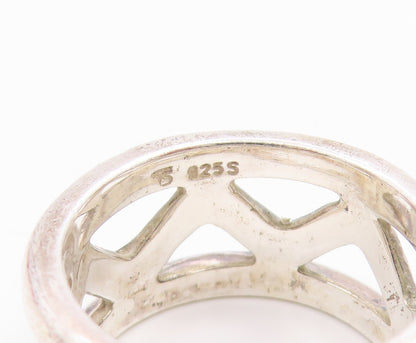 925 Sterling Silver Vintage Ring Modernist Crisscross Cutout Band  Sz 7  RG35588