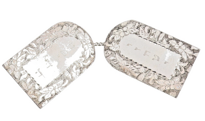 925 Sterling Silver Vintage Sweater Clips Floral Etched 10 Commandments TR4042