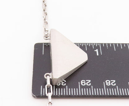 925 Sterling Silver Vintage Necklace Minimalist Geometric Pyramid Chain   NE4726