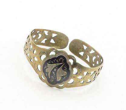 925 Sterling Silver Vintage Bracelet EAST EUROPE Floral Openwork Cuff  BT12089