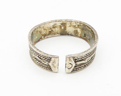 925 Sterling Silver  Vintage Dark Tone Twist Detail Band Ring Sz 7  RG10205