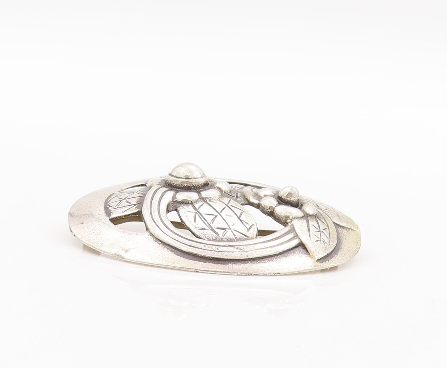 925 Sterling Silver Vintage Brooch Pin Antique Solid Floral Cutout  BP10978