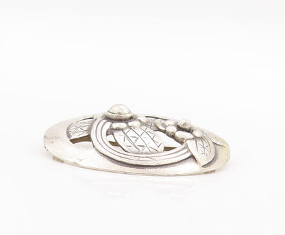 925 Sterling Silver Vintage Brooch Pin Antique Solid Floral Cutout  BP10978
