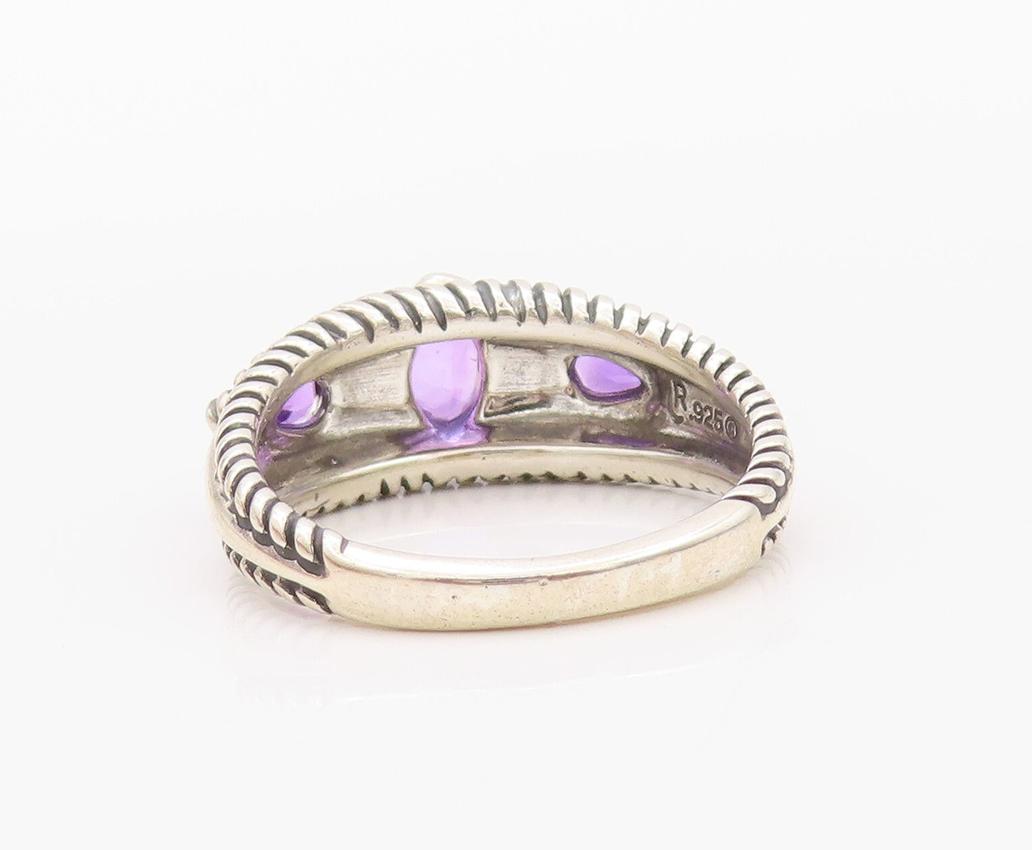 925 Sterling Silver Vintage Ring CAROLYN POLLACK Drop Oval Amethyst SZ 9 RG32188