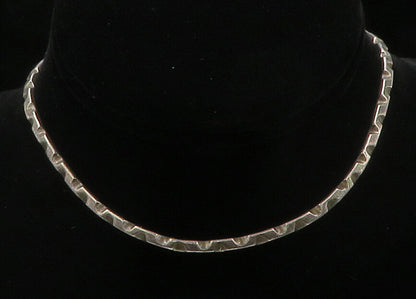 925 Sterling Silver  Vintage Dark Tone Chiseled Pattern Collar Necklace NE2479