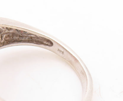925 Sterling Silver Vintage Ring White & Black Diamonds Heart  Sz 6.5  RG31288
