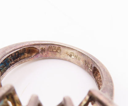 925 Sterling Silver Vintage Ring Marquise Cut Citrine Band  Sz 5  RG28759