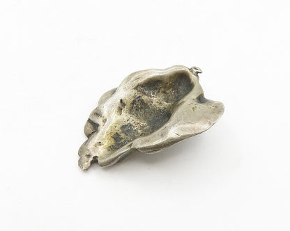 925 Sterling Silver  Vintage Antique Oxidized Woman's Face Pendant  PT14342