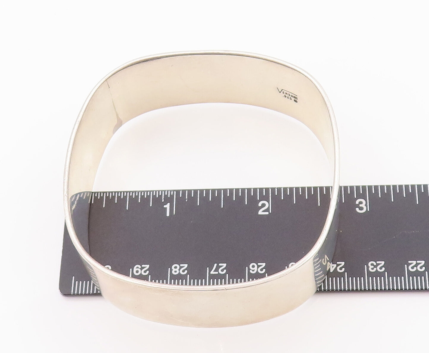 925 Sterling Silver Vintage Bracelet VERSANI Minimalist Square Bangle  BT10454