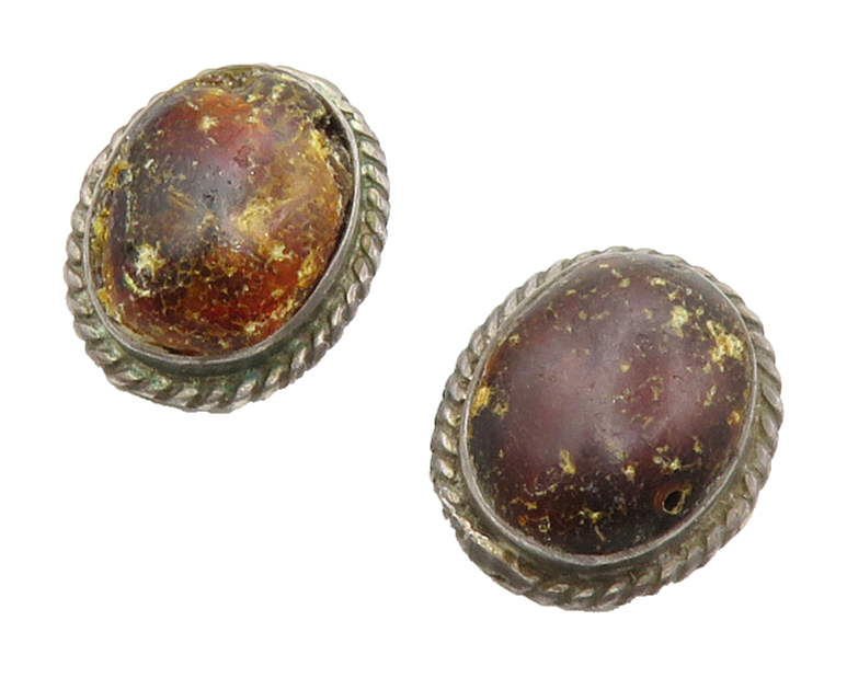 925 Sterling Silver  Vintage Cabochon Cut Jasper Twist Drop Earrings  EG6993
