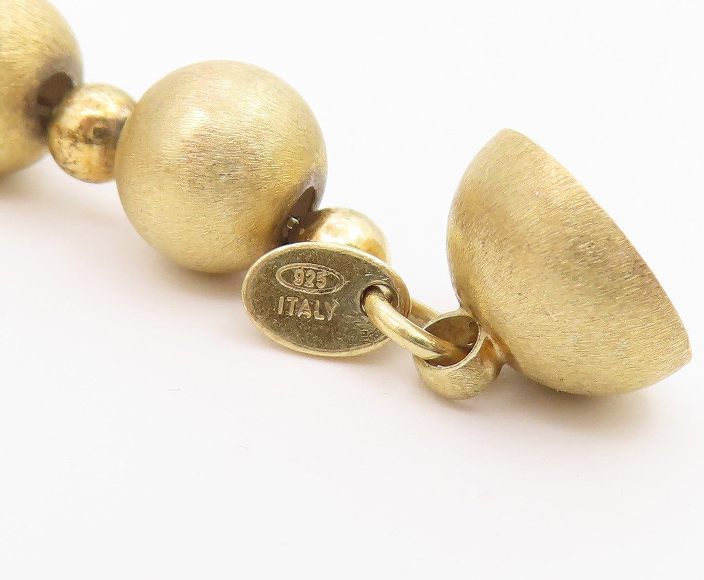 925 Sterling Silver  Gold Plated Graduated Ball Beaded Chain Bracelet  BT6519