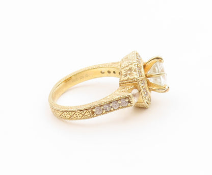 925 Sterling Silver Vintage Ring Gold Plated CZ Geometric Band  Sz 7  RG34725