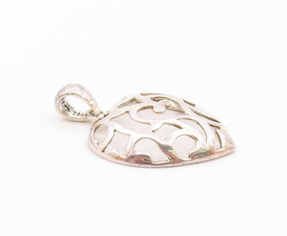 925 Sterling Silver  Vintage Swirl Cutout Love Heart Dome Pendant  PT19664