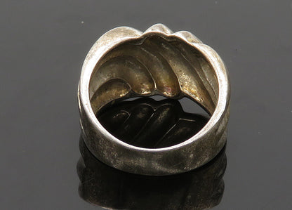 925 Sterling Silver  Vintage Dark Tone Fluted Dome Band Ring Sz 6  RG20397