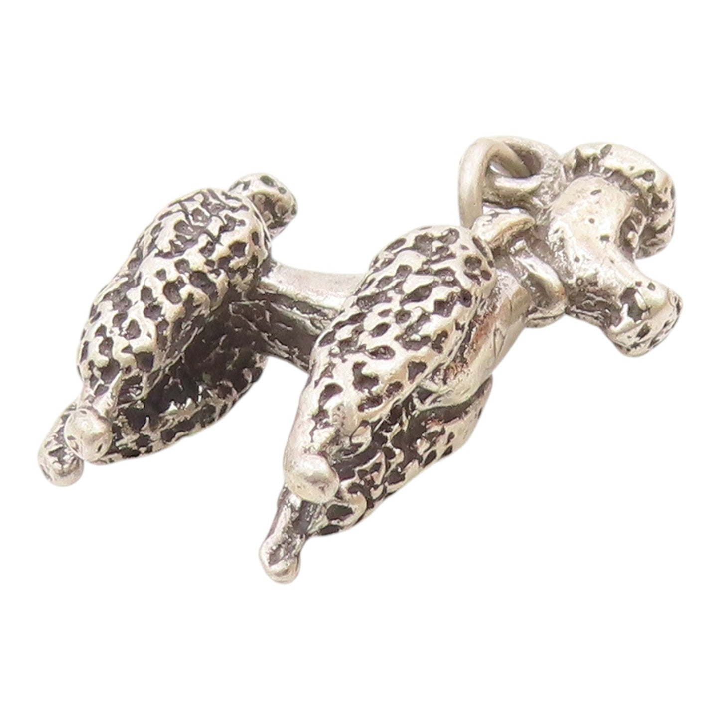 925 Sterling Silver  Vintage Shiny Poodle Dog Chiseled Detail Pendant  PT19287