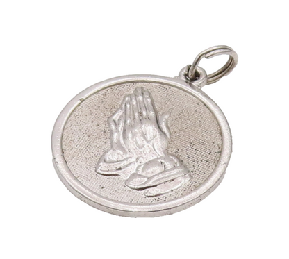 DANECRAFT 925 Silver  Vintage Praying hand Elevated Border Pendant  PT22070