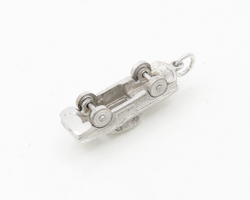 925 Sterling Silver  Vintage Shiny Old Fashioned Car Drop Pendant  PT14923