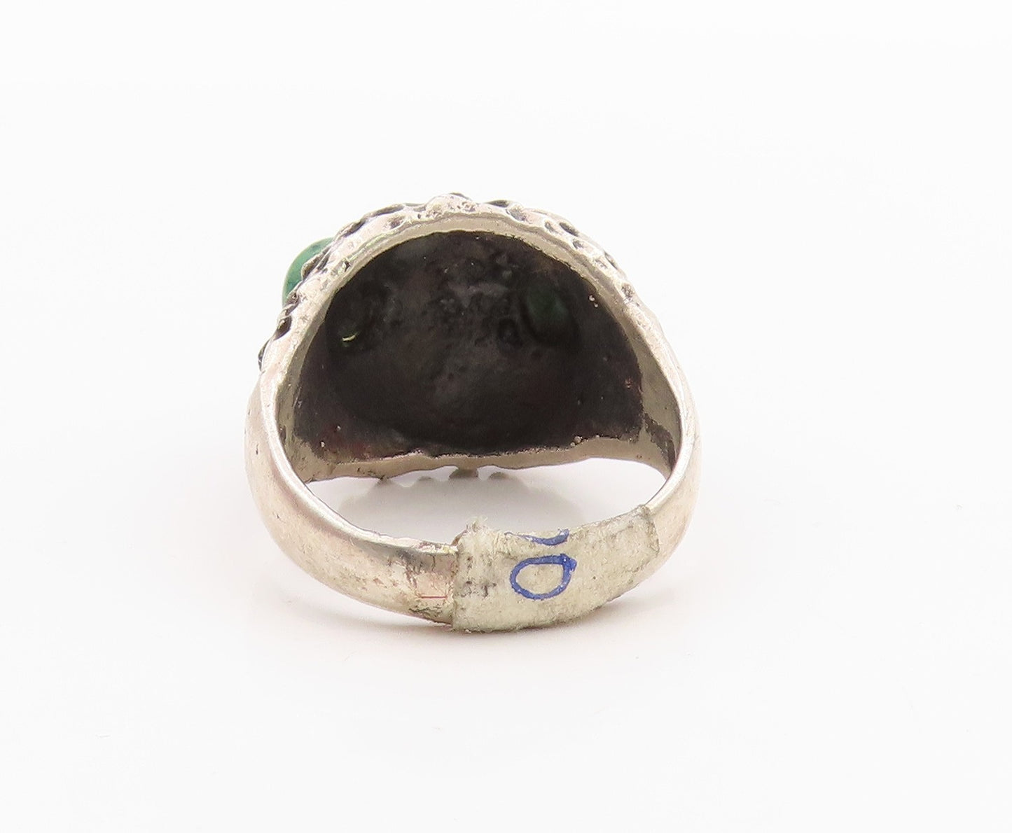 925 Sterling Silver Vintage Ring Cabochon Turquoise Eyed Owl Design Sz 9 RG33283
