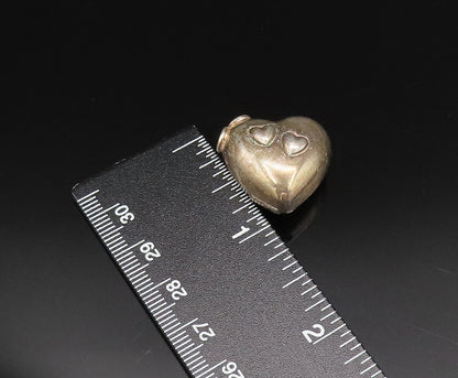 925 Sterling Silver  Vintage Carved Double Love Heart Side Pendant  PT21487