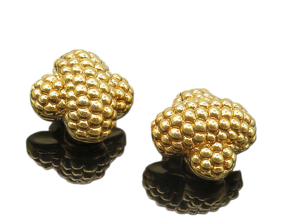 925 Sterling Silver  Shiny Gold Plated Bubble X Non Pierce Earrings  EG6342
