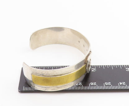 925 Sterling Silver Vintage Bracelet GIDEON Two Tone Belt Buckle Cuff  BT11815