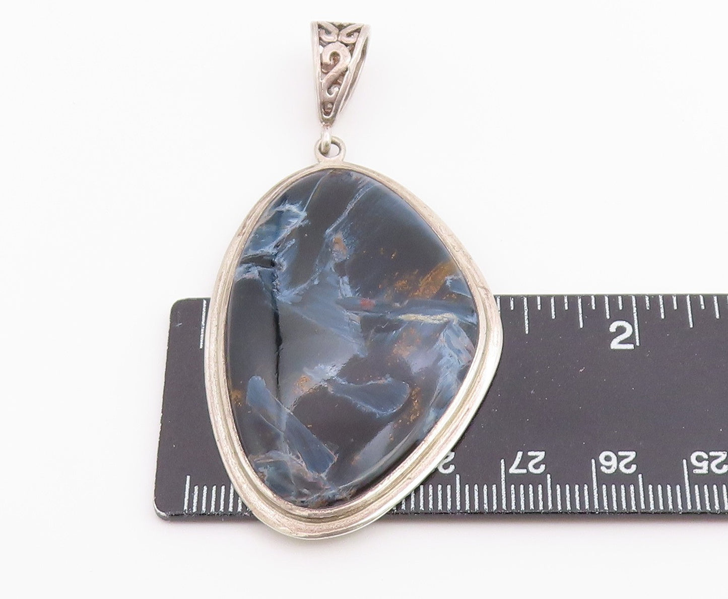 925 Sterling Silver Vintage Pendant Modernist Cabochon Agate Locket   PT26539
