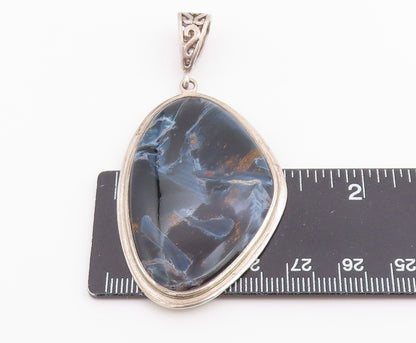 925 Sterling Silver Vintage Pendant Modernist Cabochon Agate Locket   PT26539