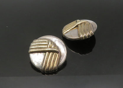 925 Sterling Silver  Vintage Two Tone Round Non Pierce Drop Earrings  EG10820