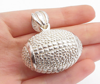925 Sterling Silver  Vintage Shiny Hollow Football Motif Sport Pendant  PT4789