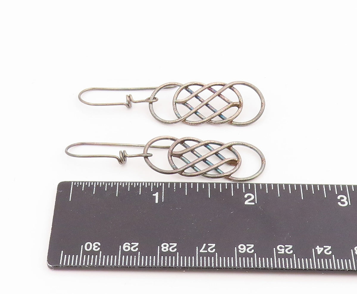 925 Sterling Silver Vintage Earrings Classic Interwoven Celtic Knot Drop EG14270