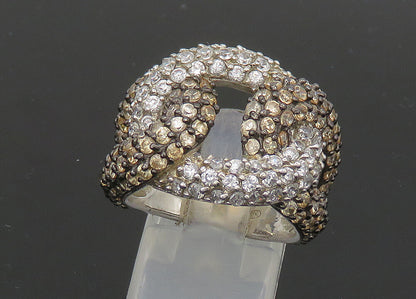 925 Sterling Silver  Vintage Cubic Zirconia & Topaz Band Ring Sz 7  RG21662