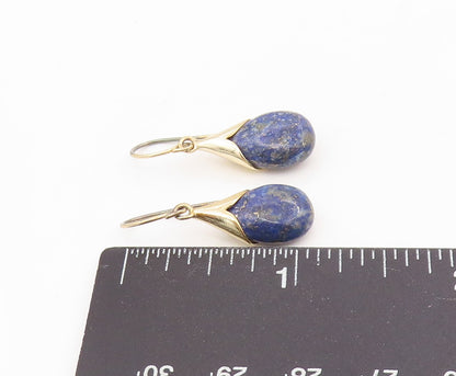 925 Sterling Silver Vintage Earrings Gold Plated Lapis Lazuli Teardrop  EG13967